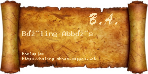 Báling Abbás névjegykártya